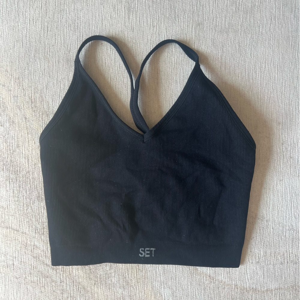 SET ACTIVE SCULPTFLEX® RIBBED V BRA - ONYX